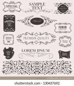 calligraphic design elements and page decoration/ vector set