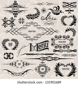 calligraphic design elements and page decoration vector set