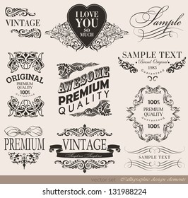 calligraphic design elements and page decoration/ vector set