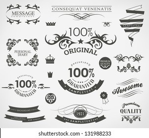 elementos de design caligráfico e decoração de página/ conjunto de vetores