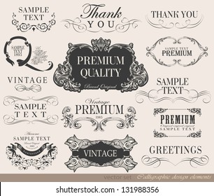 elementos de diseño caligráfico y decoración de páginas/conjunto vectorial