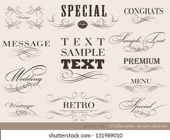 calligraphic design elements and page decoration/ vector set