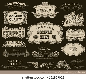 calligraphic design elements and page decoration/ vector set
