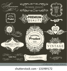 calligraphic design elements and page decoration/ vector set