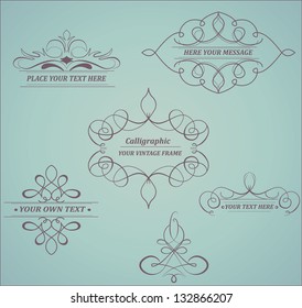 Calligraphic design elements. Elements for page decoration. Frame.