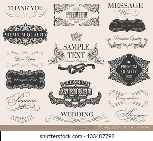 calligraphic design elements and page decoration/ vector set