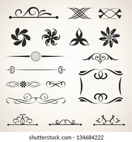 Calligraphic design elements. Elements for page decoration.