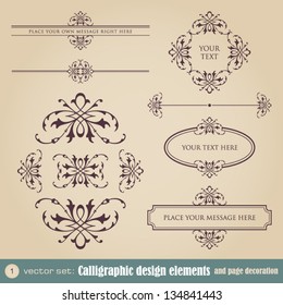 Calligraphic design elements and page decoration set 1