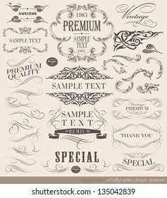 calligraphic design elements and page decoration/ vector set