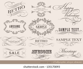 calligraphic design elements and page decoration/ vector set