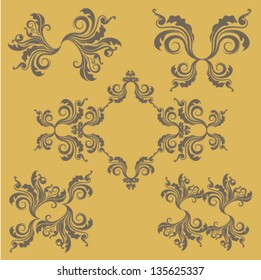 calligraphic design elements and page decoration set