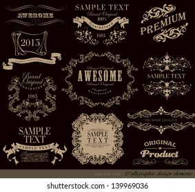 calligraphic design elements and page decoration/ vector set