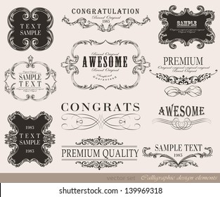 calligraphic design elements and page decoration/ vector set