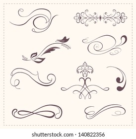 Calligraphic design elements and page decoration- vector set.