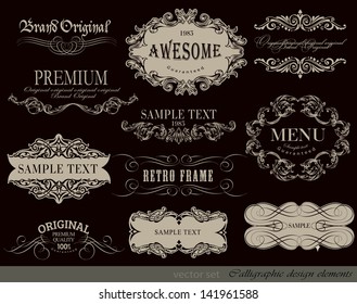 calligraphic design elements and page decoration/ vector set