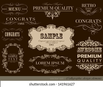 calligraphic design elements and page decoration/ vector set