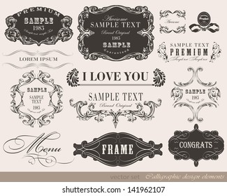 calligraphic design elements and page decoration/ vector set
