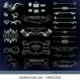 calligraphic design elements and page decoration/ vector set/ vector frames and labels