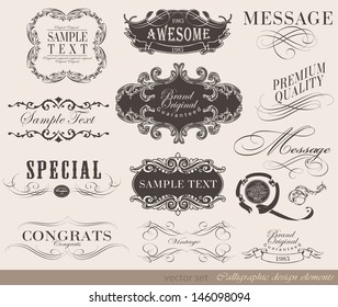 calligraphic design elements and page decoration/ vector set