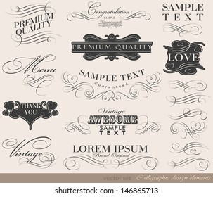 calligraphic design elements and page decoration/ vector set