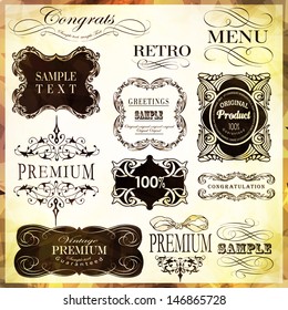 calligraphic design elements, page decoration and labels