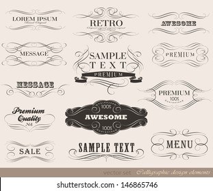 calligraphic design elements and page decoration/ vector set