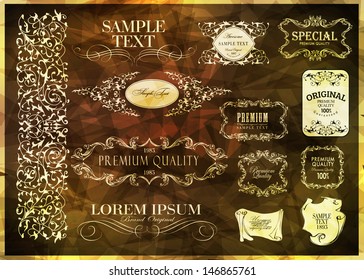 calligraphic design elements, page decoration and labels