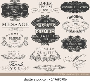 calligraphic design elements and page decoration/ vector set