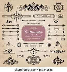 Calligraphic design elements and page decoration set 14