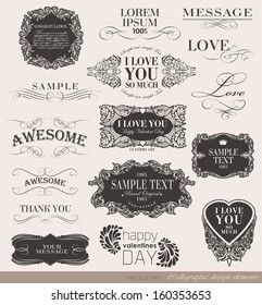calligraphic design elements and page decoration/ vector set