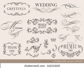 Vintage Doodle Ampersands Catchwords Calligraphy Ribbon Stock Vector ...