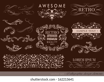 calligraphic design elements and page decoration/ vector set