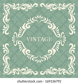 Calligraphic design elements and page decoration, set of ornate patterns in retro style, invitation template