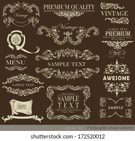calligraphic design elements and page decoration/ vector set