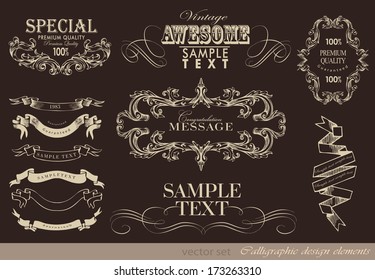 calligraphic design elements and page decoration/ vector set