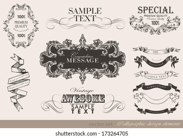 calligraphic design elements and page decoration/ vector set