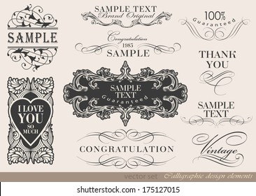 calligraphic design elements and page decoration/ vector set