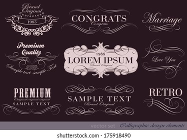 calligraphic design elements and page decoration/ vector set