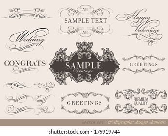 calligraphic design elements and page decoration/ vector set