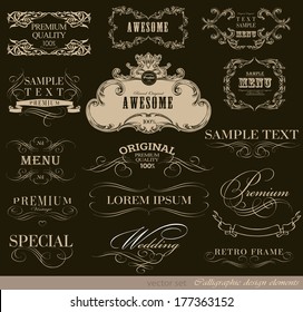 calligraphic design elements and page decoration/ vector set