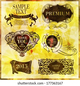 calligraphic design elements, page decoration and labels