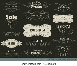 calligraphic design elements and page decoration/ vector set