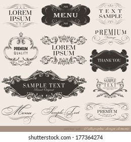 calligraphic design elements and page decoration/ vector set