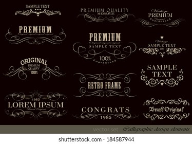 calligraphic design elements and page decoration/ vector set