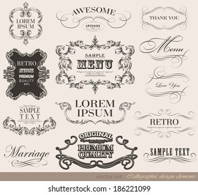 calligraphic design elements and page decoration/ vector set