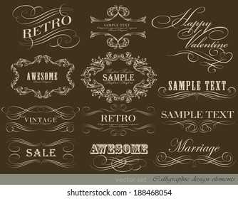 calligraphic design elements and page decoration/ vector set