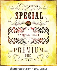 calligraphic design elements, page decoration and labels