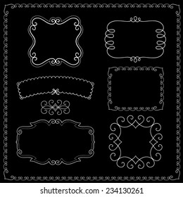 Calligraphic design elements and page decoration. Vector set.