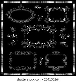 Calligraphic design elements and page decoration. Vector set.