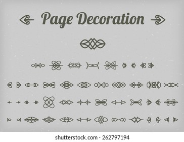 Calligraphic design elements and page decoration. Vector set
